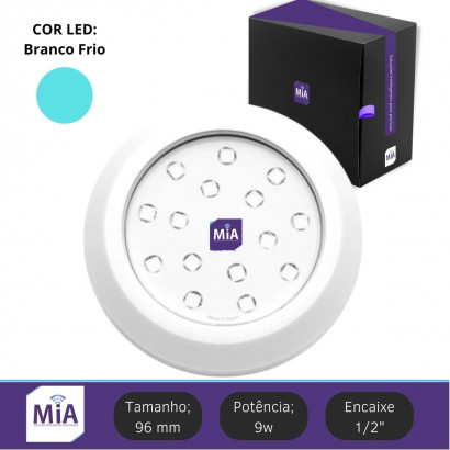 Led para piscina 9w Branco Frio ABS 96mm Mia