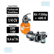 Kit Filtro F300p e bomba 1/4CV NBFC0 para piscinas Nautilus