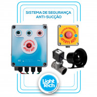 Sistema Antissucção e Segurança Piscina Completo Light Tech - Painel, Botão, Válvula e Sirene