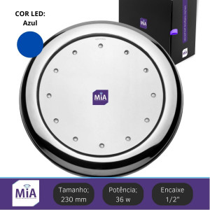 Led para piscina 36w Azul Inox 230mm Super MIA