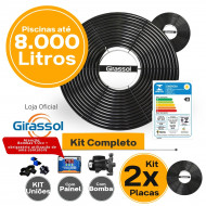 Kit Completo Aquecimento Solar piscinas até 16.000 Litros (4 Placas) Com CDT e Bomba 1/2 CV 