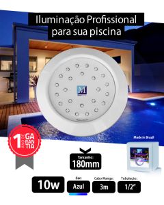 Led 10w Azul ABS 180mm Marol 01