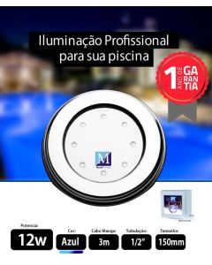 Led para piscina 12w Azul Inox 150mm Marol Piscinas