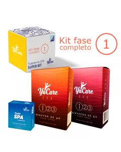 Kit Yucare Fase 1 completo Redutor e Elevador de ph e kit teste spa